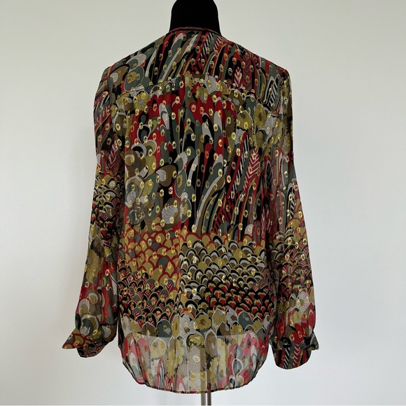ZADIG & VOLTAIRE deluxe gold silk blouse top. TOUMI DELUXE top. Semi sheer blous - Picture 5 of 8